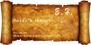 Belák Hubert névjegykártya
